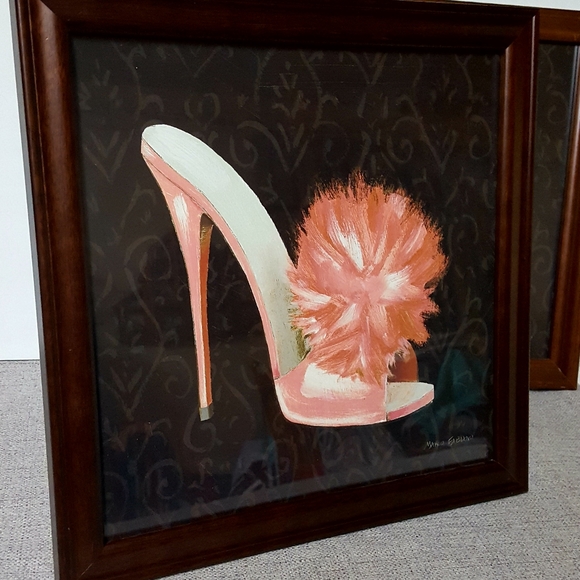 Other - Set of 2 Pink Framed Prints Heel & Bag